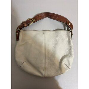 Coach Cream White Pebble Leather Bag with Camel Strap and Gold Hardware Gorgeous